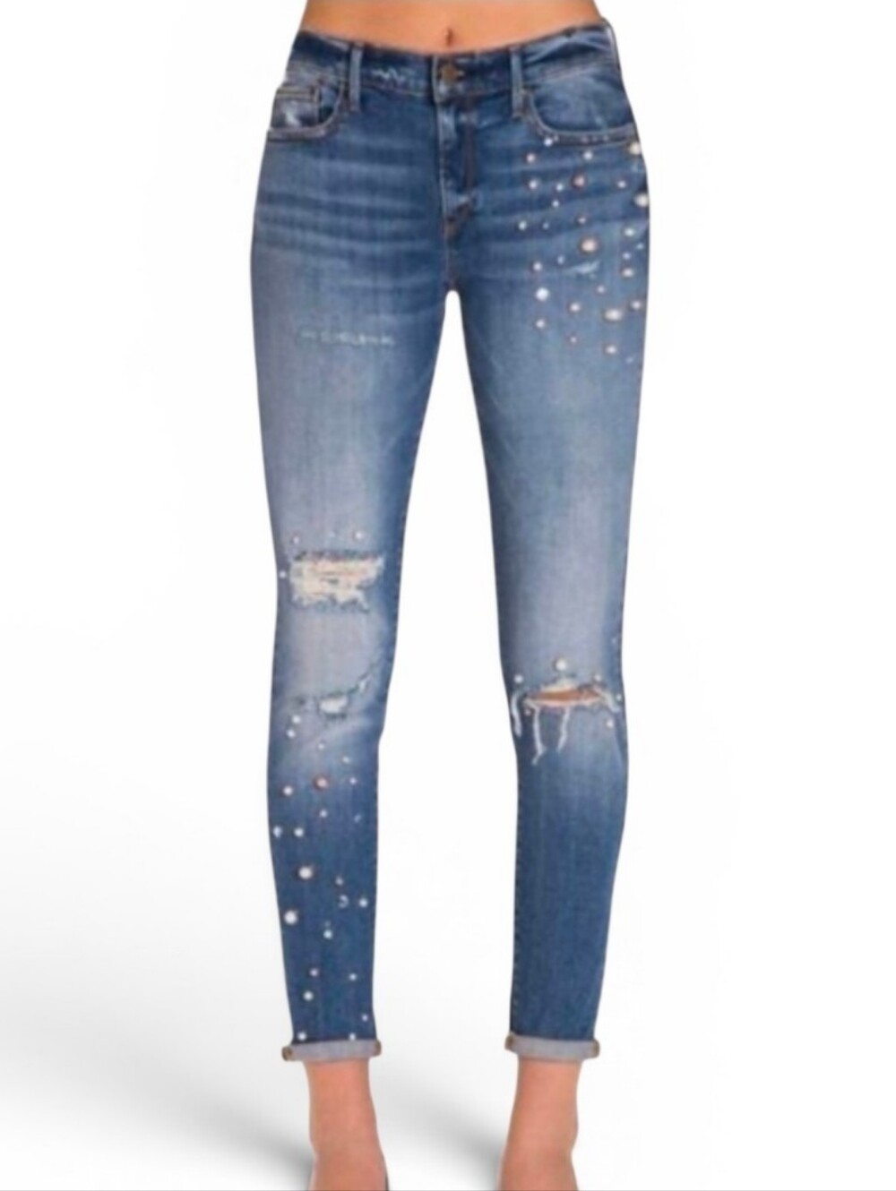 DRIFTWOOD X ANTHROPOLOGIE Beau Pearl Rhinestone Embellished Jeans - Size 29